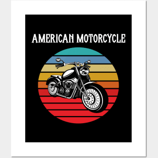 Motorcycle Vintage Sunset Posters and Art